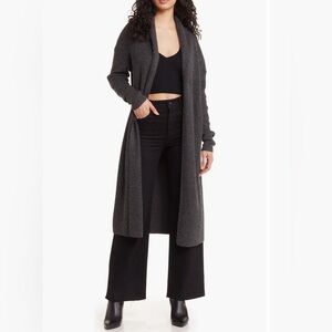 Open Edit Long Shawl Cardigan. Gray. Size Medium.